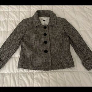 Tahari Black and Gray Tweed Blazer